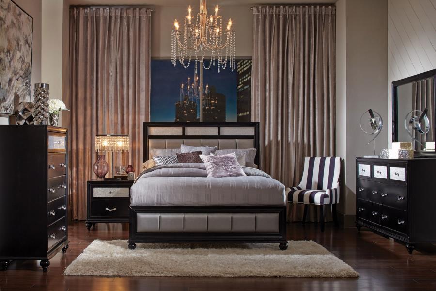 Barzini 4-piece California King Bedroom Set Black (image for) Barzini 4-piece California King Bedroom Set Black