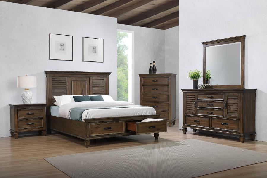Franco 5-piece Queen Bedroom Set Burnished Oak (image for) Franco 5-piece Queen Bedroom Set Burnished Oak
