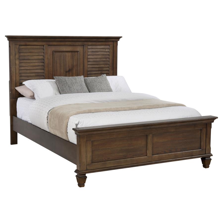 Franco Wood Eastern King Panel Bed Burnished Oak (image for) Franco Wood Eastern King Panel Bed Burnished Oak