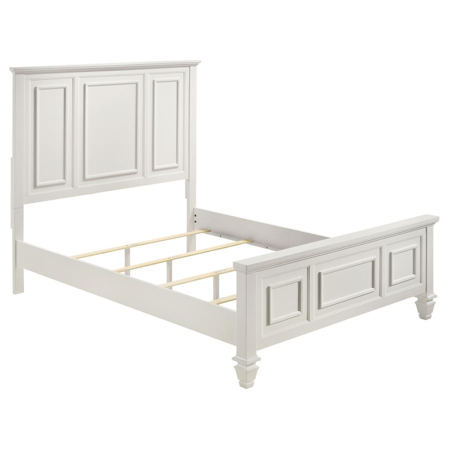 Sandy Beach Wood Queen Panel Bed Cream White (image for) Sandy Beach Wood Queen Panel Bed Cream White