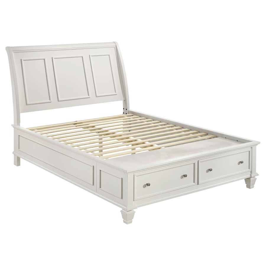 Sandy Beach Wood Eastern King Storage Panel Bed Cream White (image for) Sandy Beach Wood Eastern King Storage Panel Bed Cream White