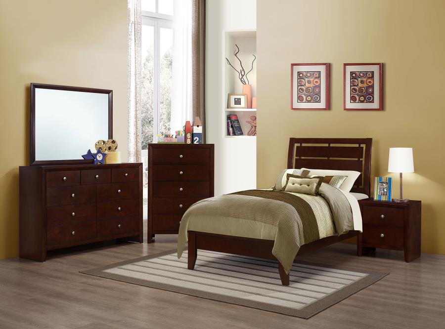 Serenity 5-piece Twin Bedroom Set Rich Merlot (image for) Serenity 5-piece Twin Bedroom Set Rich Merlot