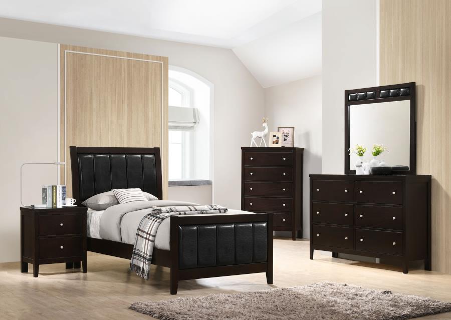 Carlton 5-piece Twin Bedroom Set Cappuccino (image for) Carlton 5-piece Twin Bedroom Set Cappuccino