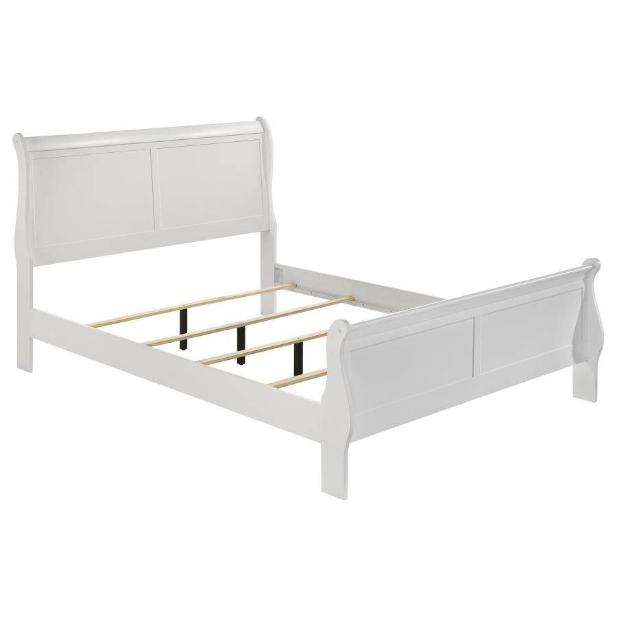 Louis Philippe 47-inch Queen Sleigh Panel Bed White (image for) Louis Philippe 47-inch Queen Sleigh Panel Bed White