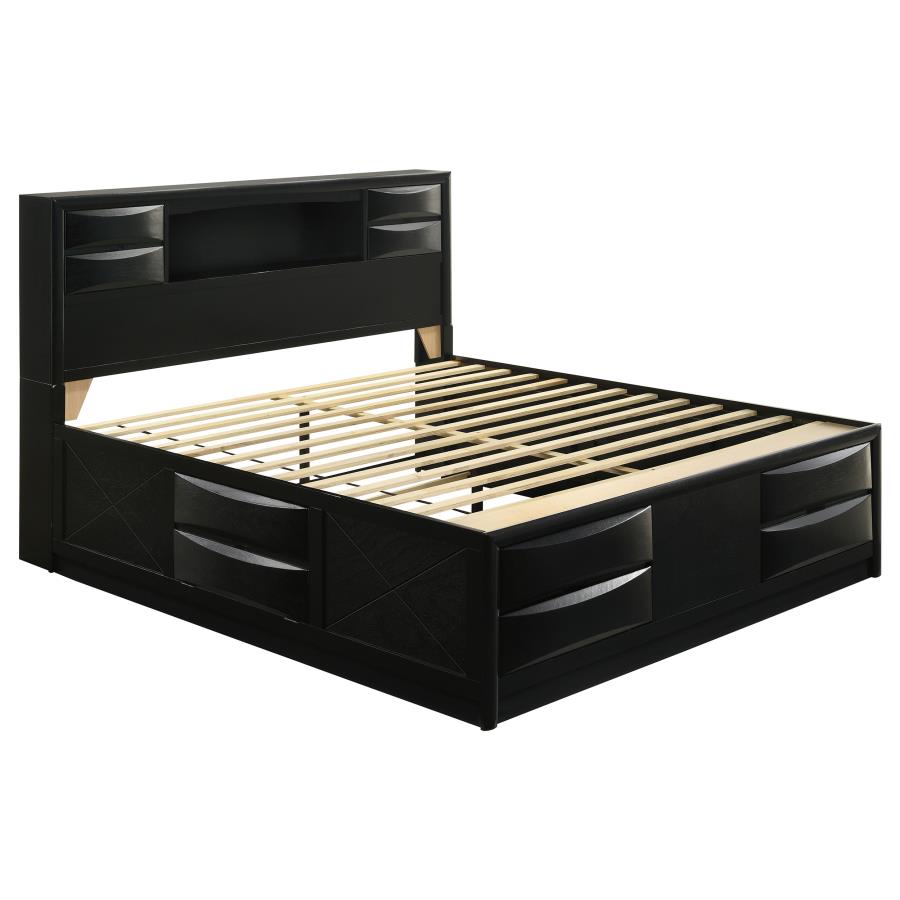 (image for) Briana Wood California King Storage Bookcase Bed Black