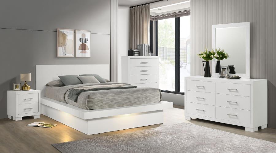 Jessica 5-piece Queen LED Bedroom Set Cream White (image for) Jessica 5-piece Queen LED Bedroom Set Cream White