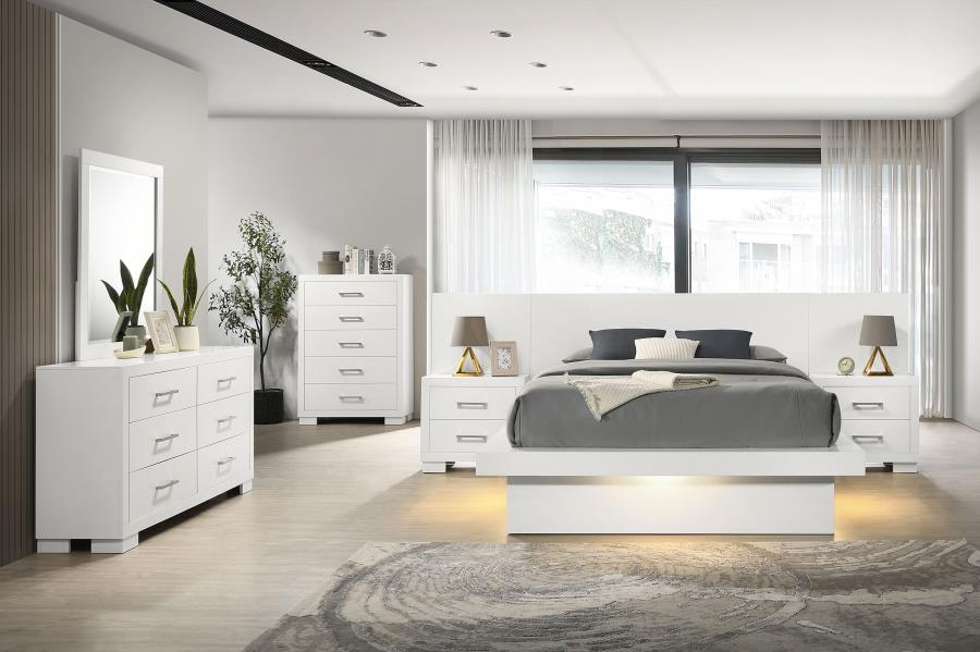 Jessica 6-piece Queen LED Bedroom Set Cream White (image for) Jessica 6-piece Queen LED Bedroom Set Cream White