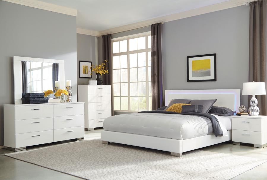 Modal Additional Images for Felicity Wood California King LED Panel Bed White High Gloss