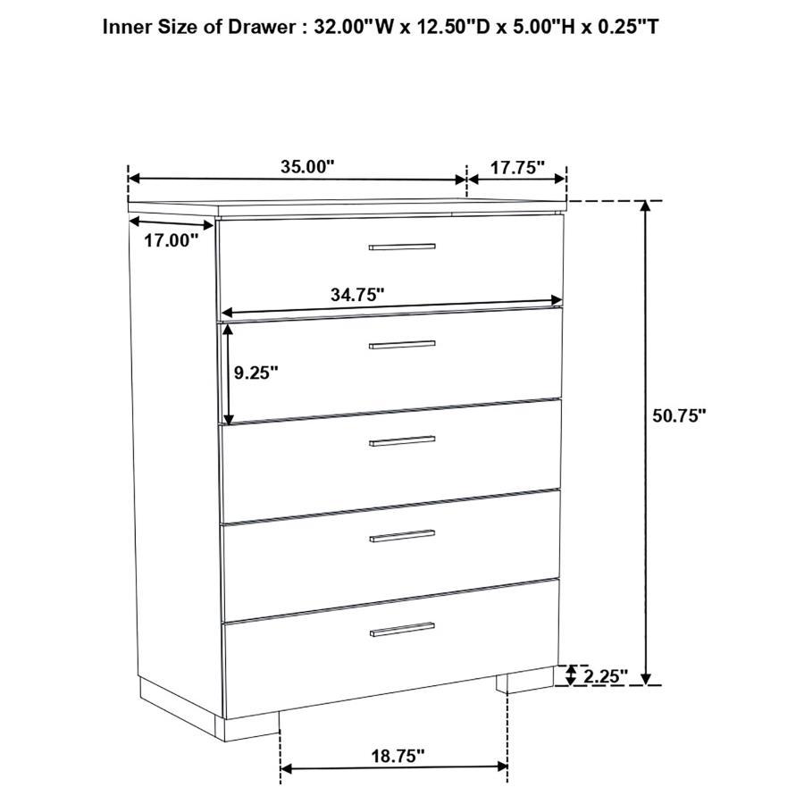 Modal Additional Images for Felicity 5-piece California King Platform Bedroom Set White