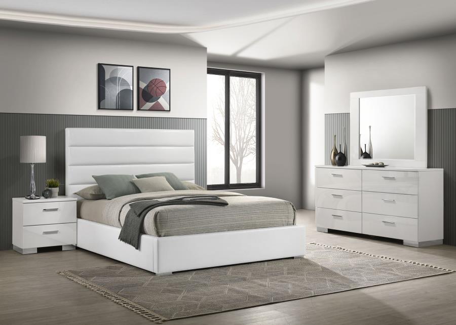 (image for) Felicity 4-piece Queen Bedroom Set White High Gloss