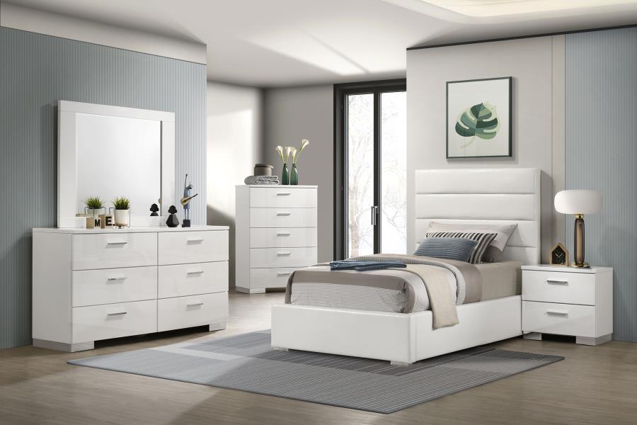 Modal Additional Images for Felicity 53-inch Upholstered Twin Platform Bed White
