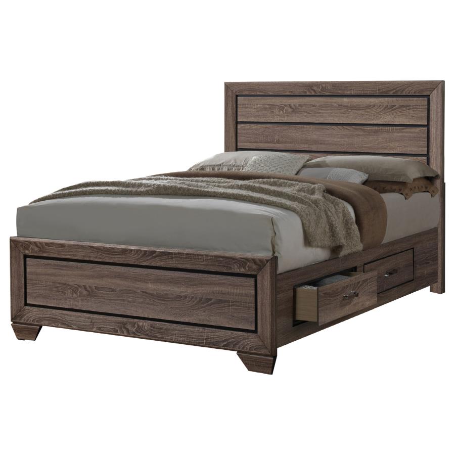 Kauffman Wood Eastern King Storage Panel Bed Washed Taupe (image for) Kauffman Wood Eastern King Storage Panel Bed Washed Taupe