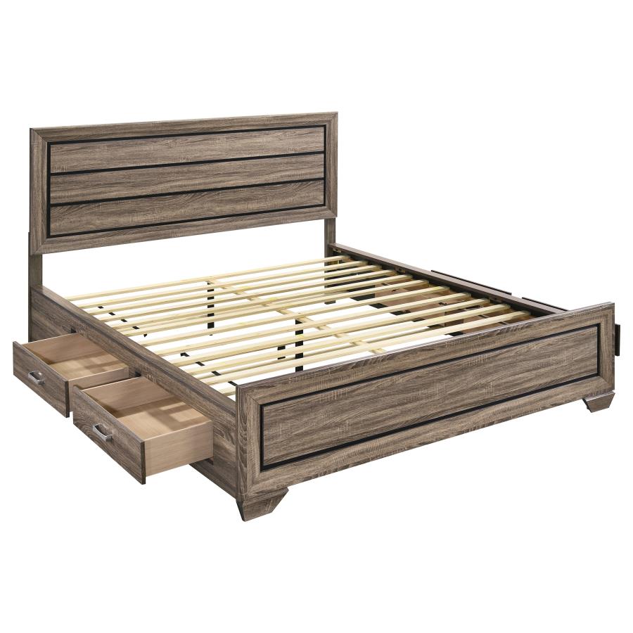 (image for) Kauffman Wood California King Storage Panel Bed Washed Taupe