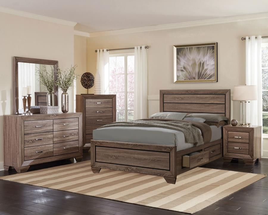 Kauffman 5-piece Queen Bedroom Set Washed Taupe (image for) Kauffman 5-piece Queen Bedroom Set Washed Taupe