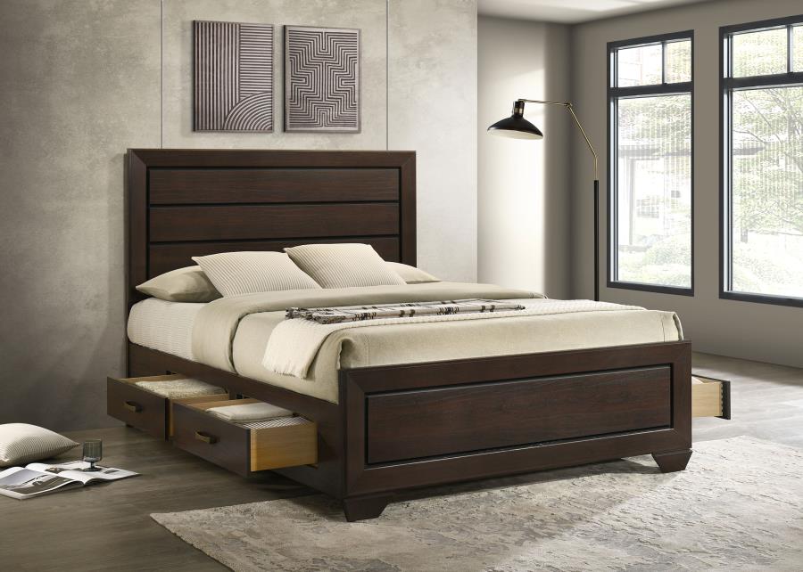 Kauffman Wood California King Storage Panel Bed Dark Cocoa