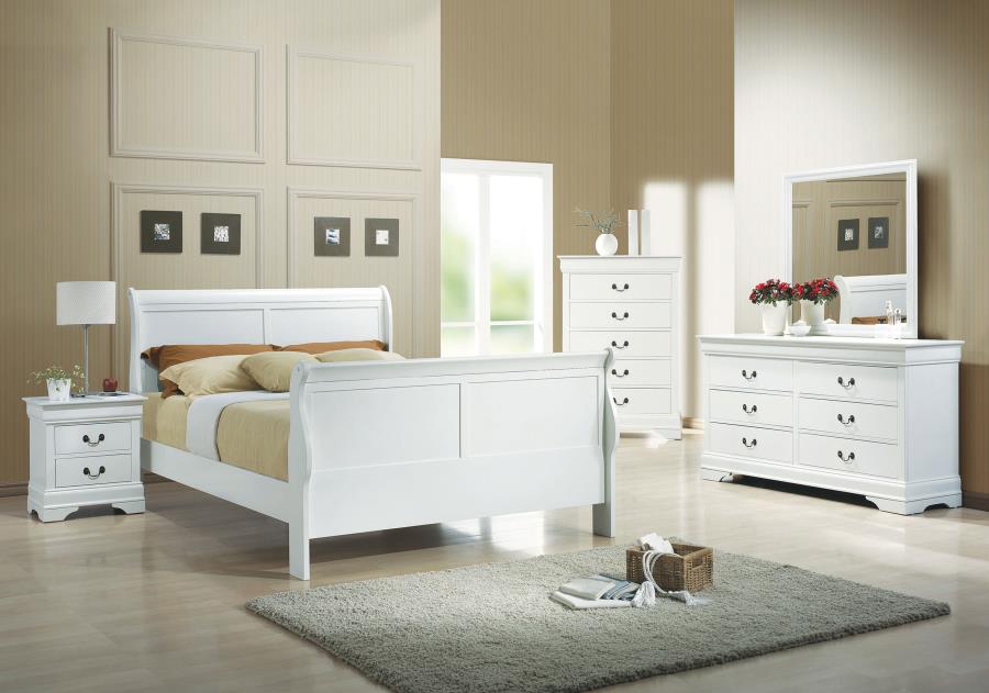 Modal Additional Images for Louis Philippe Wood Full Sleigh Bed White