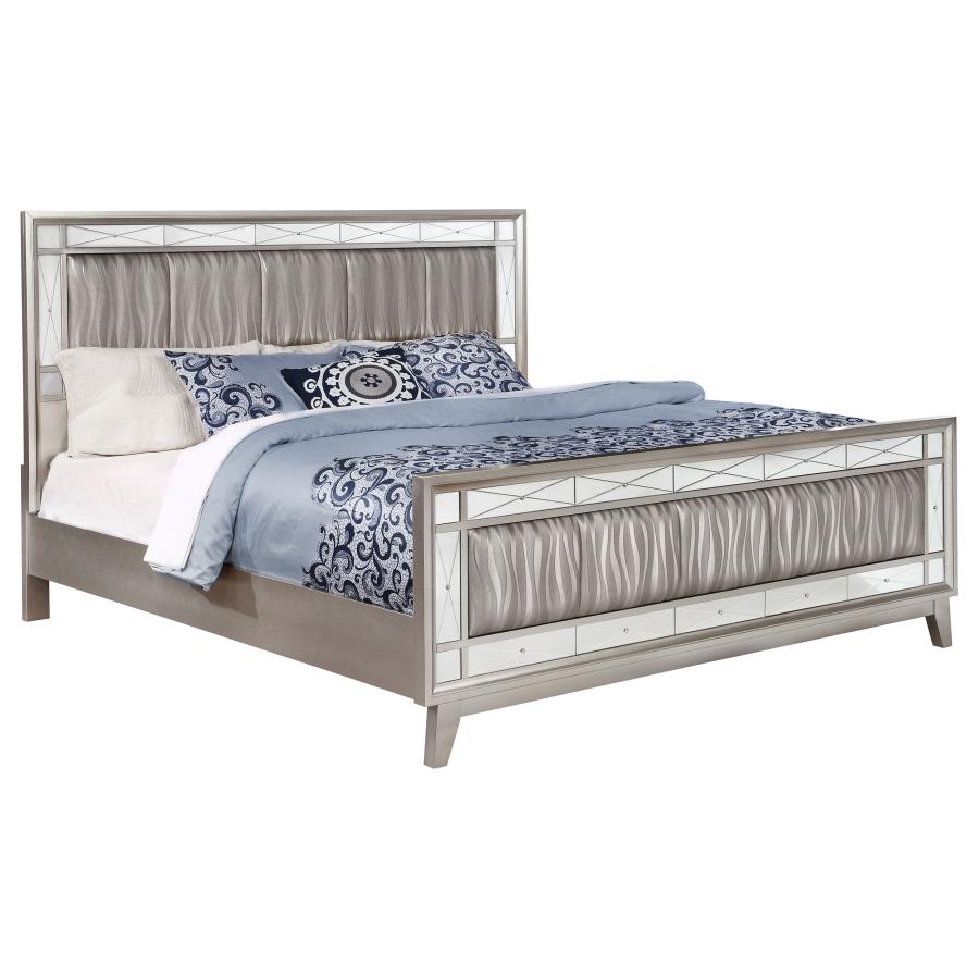 Leighton Wood Queen Panel Bed Metallic Mercury (image for) Leighton Wood Queen Panel Bed Metallic Mercury
