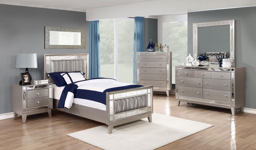 Leighton 5-piece Twin Bedroom Set Metallic Mercury (image for) Leighton 5-piece Twin Bedroom Set Metallic Mercury