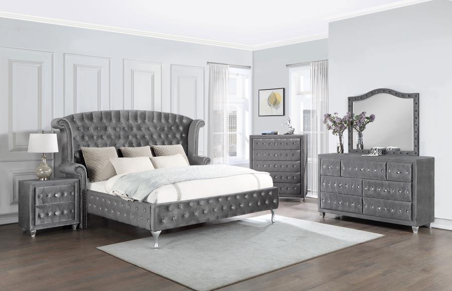 Deanna 5-piece Eastern King Bedroom Set Grey (image for) Deanna 5-piece Eastern King Bedroom Set Grey