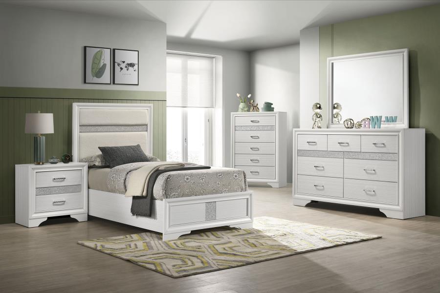 Miranda 5-piece Twin Bedroom Set White (image for) Miranda 5-piece Twin Bedroom Set White
