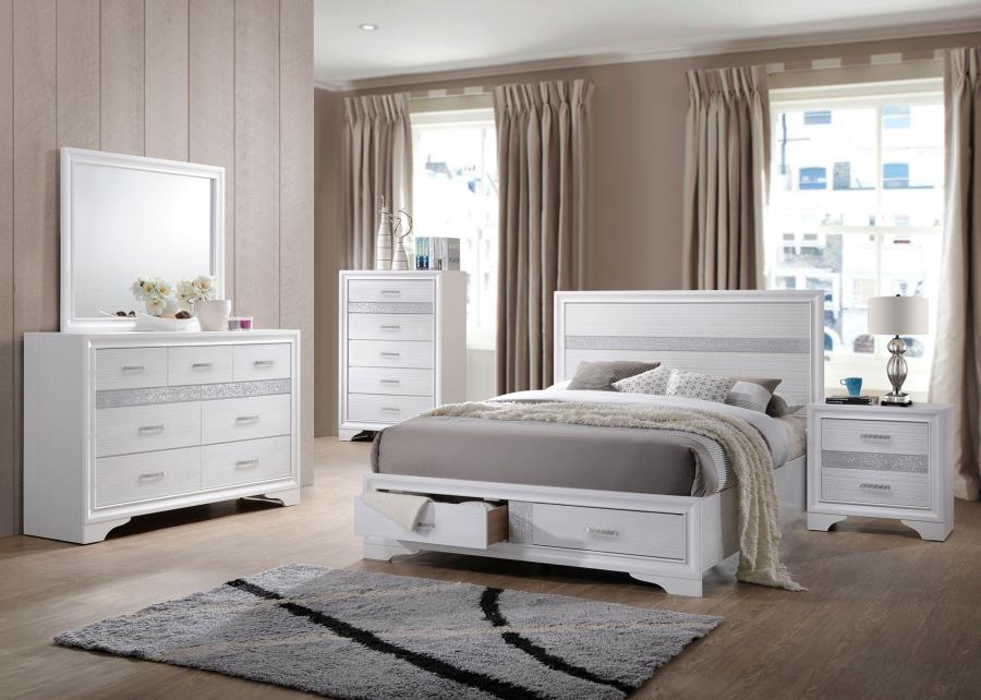 Miranda 5-piece California King Bedroom Set White (image for) Miranda 5-piece California King Bedroom Set White