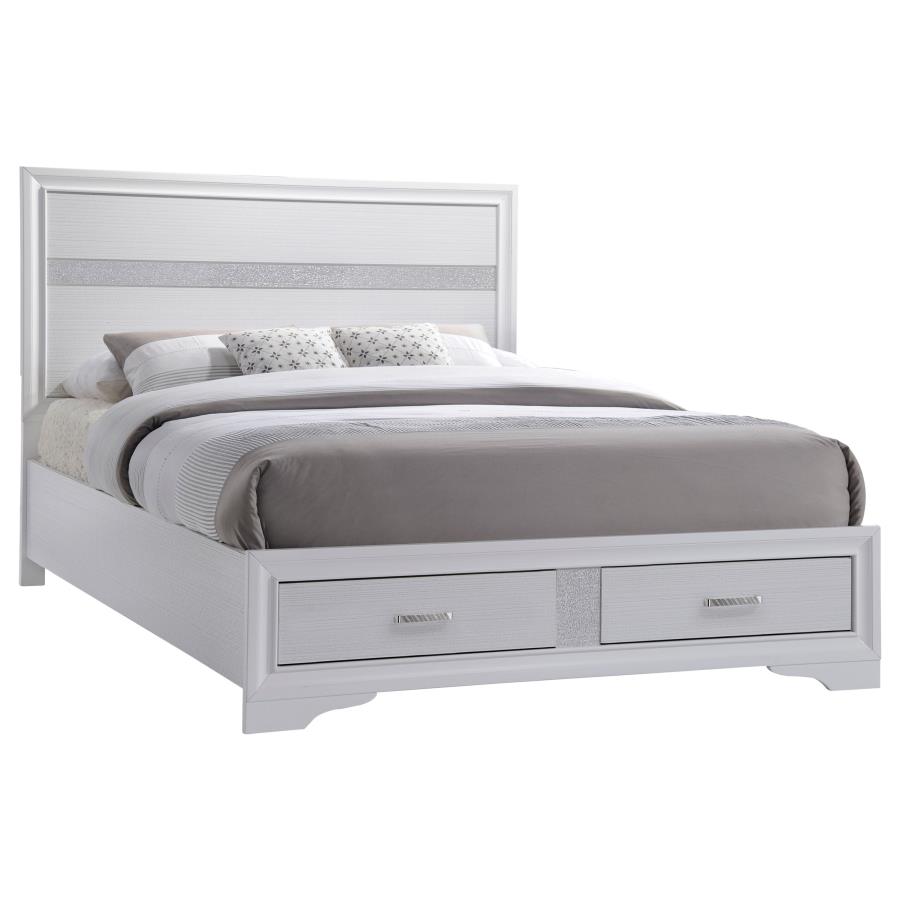 Miranda 51-inch Wood Queen Storage Panel Bed White (image for) Miranda 51-inch Wood Queen Storage Panel Bed White