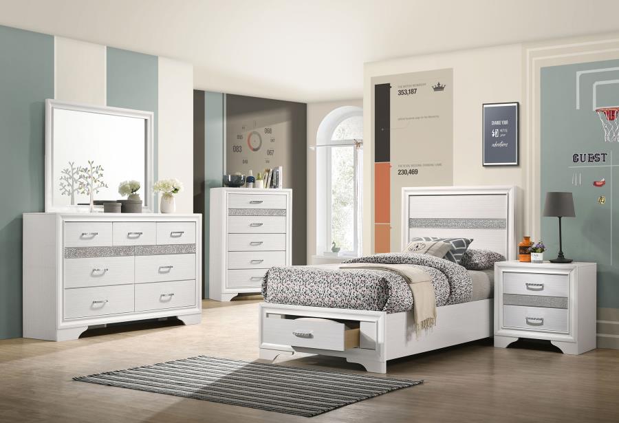 Miranda 5-piece Twin Bedroom Set White (image for) Miranda 5-piece Twin Bedroom Set White