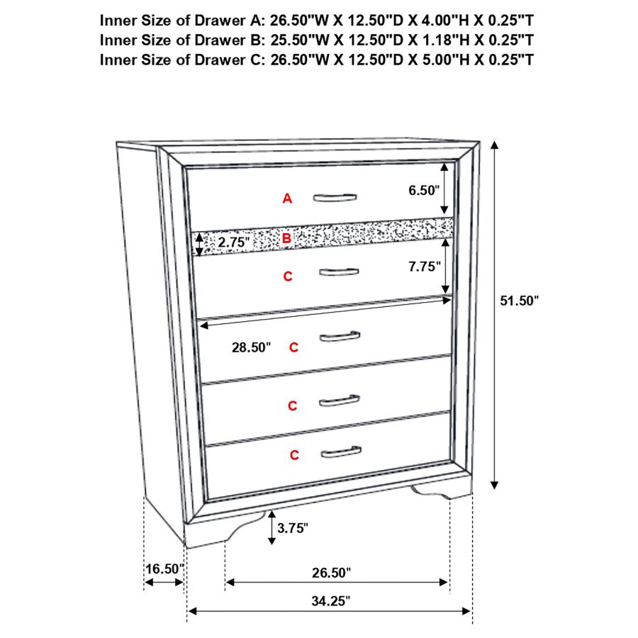 Miranda 6-drawer Bedroom Chest White
