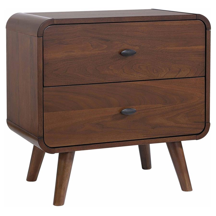 (image for) Robyn 2-drawer Nightstand Bedside Table Dark Walnut