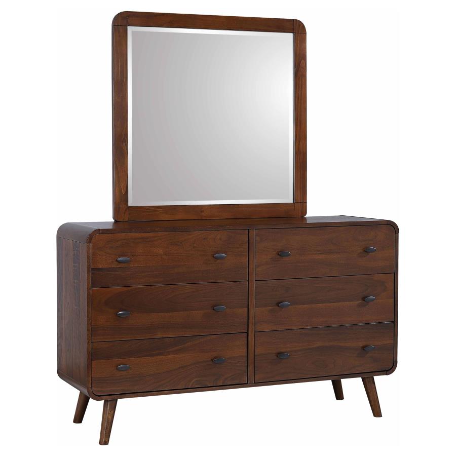 (image for) Robyn 6-drawer Dresser with Mirror Dark Walnut