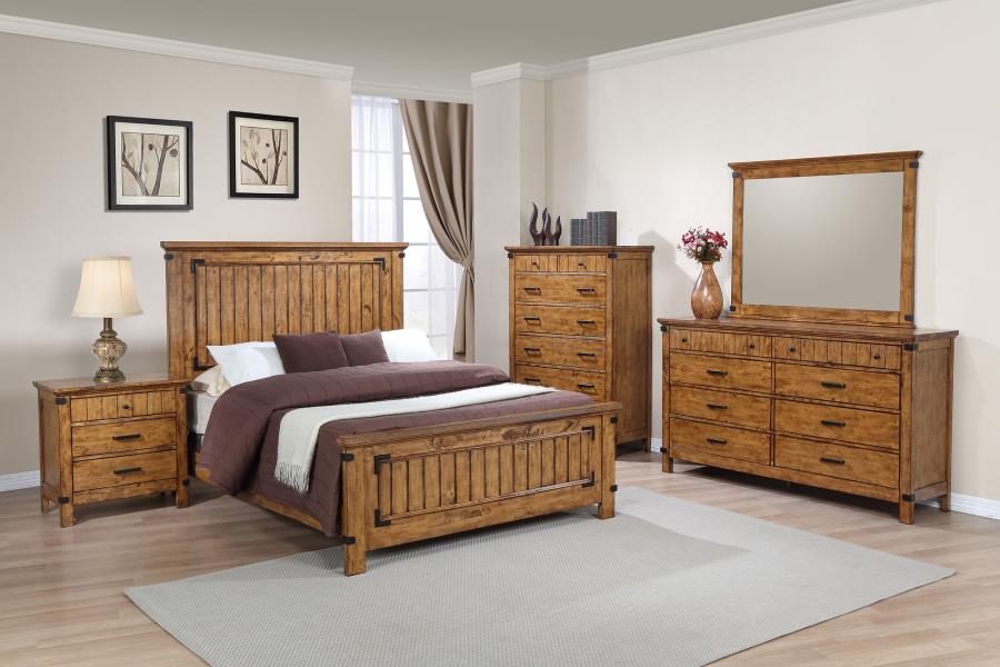 Brenner 5-piece Eastern King Bedroom Set Rustic Honey (image for) Brenner 5-piece Eastern King Bedroom Set Rustic Honey