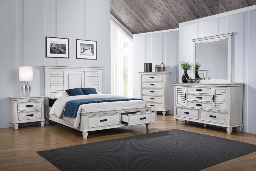 Modal Additional Images for Franco Wood Queen Storage Panel Bed Distressed White
