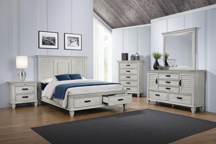 Modal Additional Images for Franco Wood Queen Storage Panel Bed Distressed White