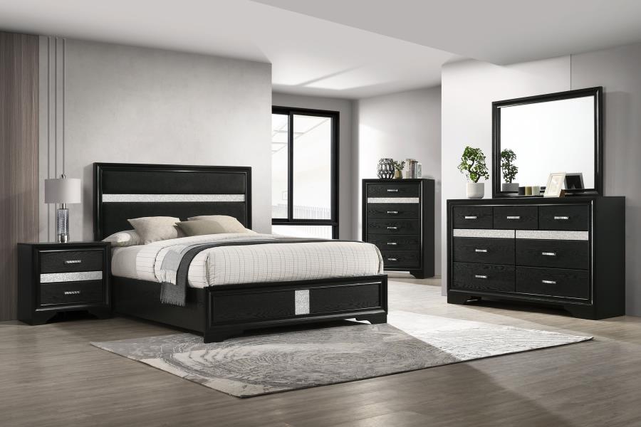 Modal Additional Images for Miranda 54-inch Upholstered California King Panel Bed Black