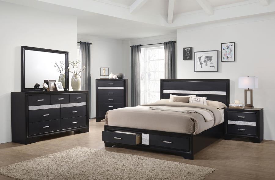 Modal Additional Images for Miranda 51-inch Wood Eastern King Storage Panel Bed Black