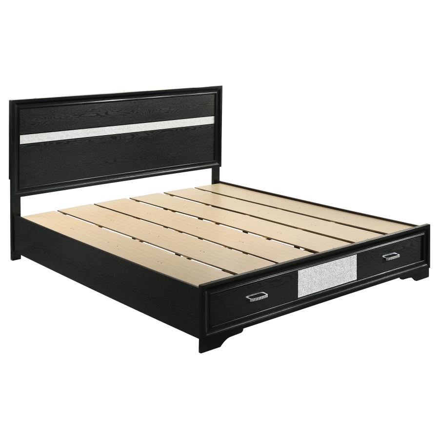 (image for) Miranda 51-inch Wood California King Storage Panel Bed Black