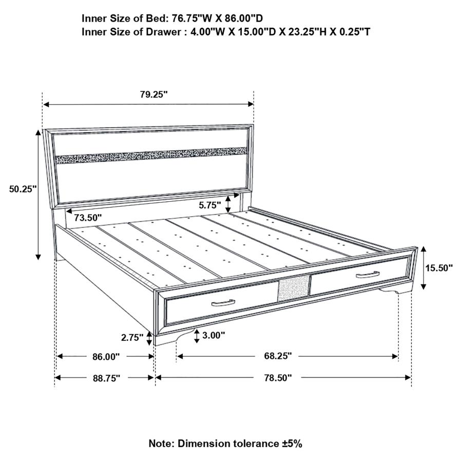 Modal Additional Images for Miranda 51-inch Wood California King Storage Panel Bed Black