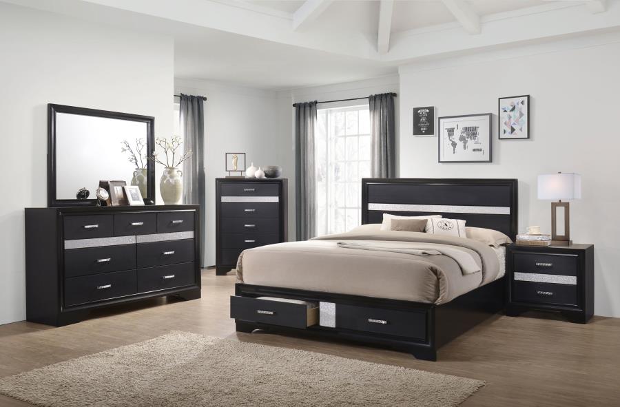 Modal Additional Images for Miranda 51-inch Wood Queen Storage Panel Bed Black