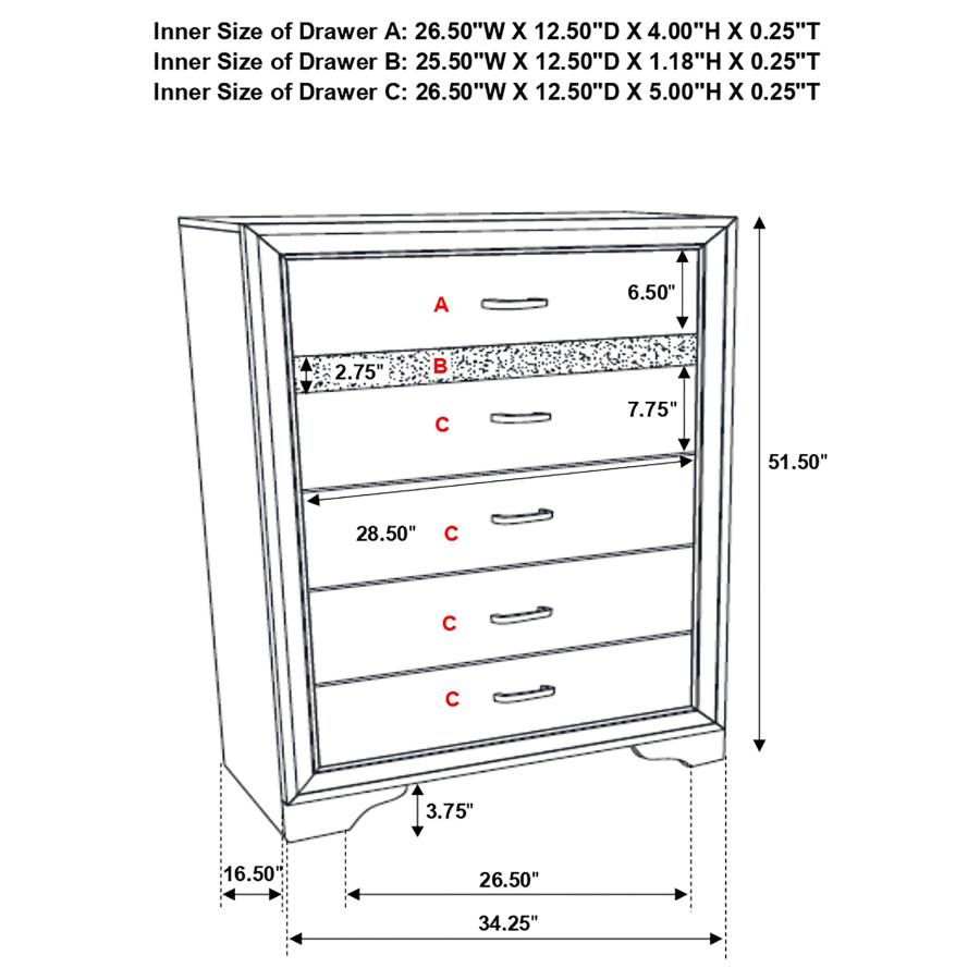 Miranda 6-drawer Bedroom Chest Black