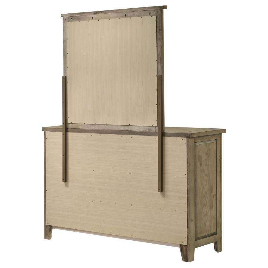 Hazlewood 6-drawer Bedroom Dresser with Mirror Vineyard Oak