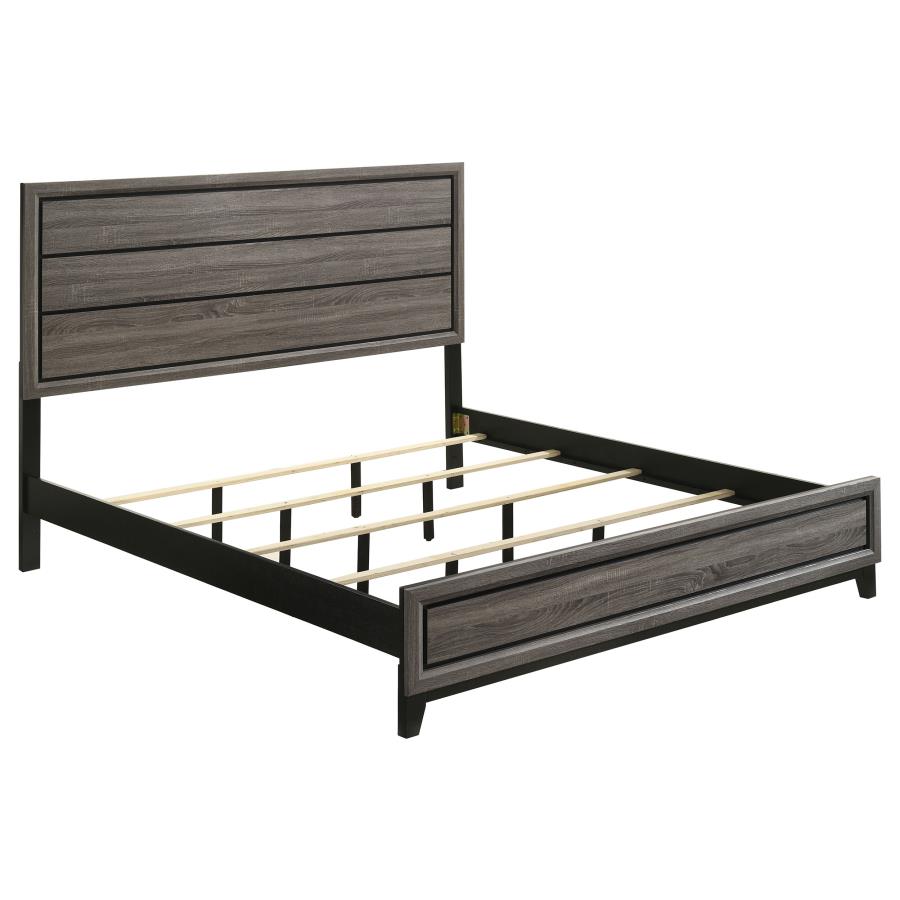 Watson Wood Eastern King Panel Bed Grey Oak (image for) Watson Wood Eastern King Panel Bed Grey Oak