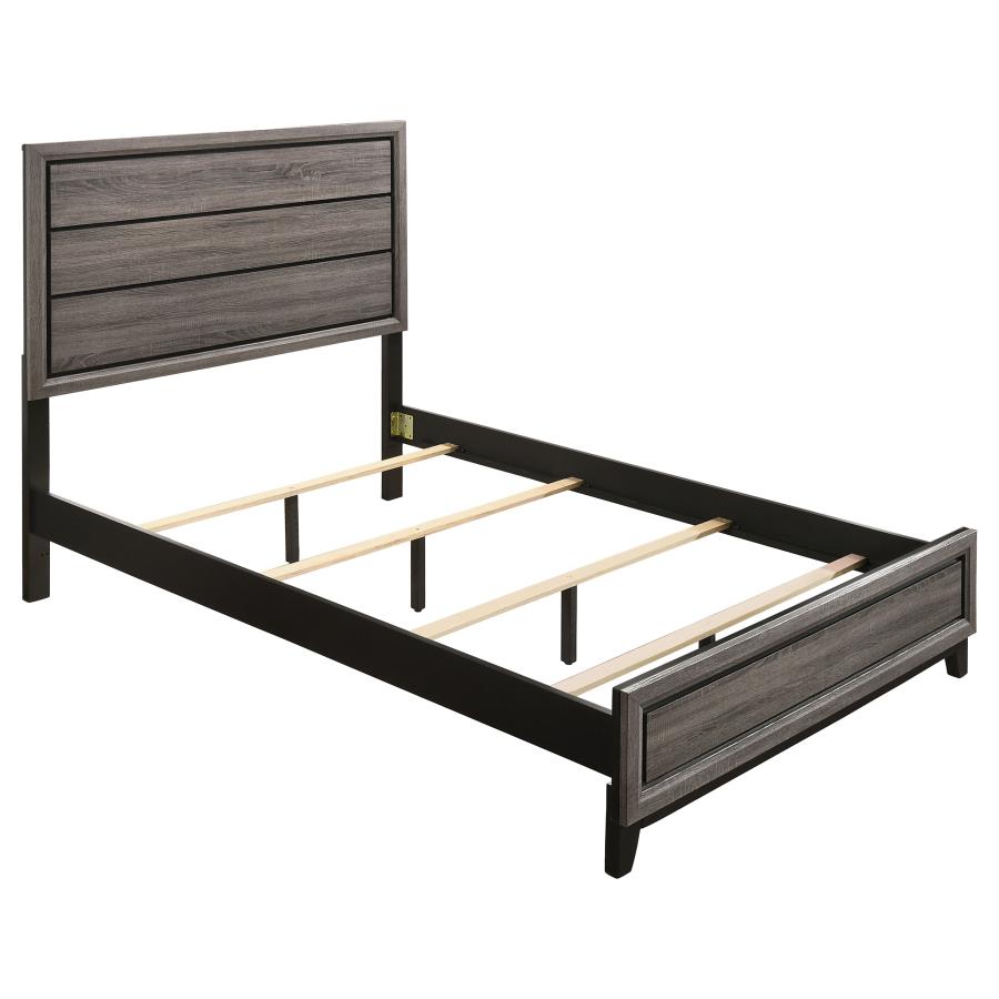 Watson Wood Queen Panel Bed Grey Oak (image for) Watson Wood Queen Panel Bed Grey Oak