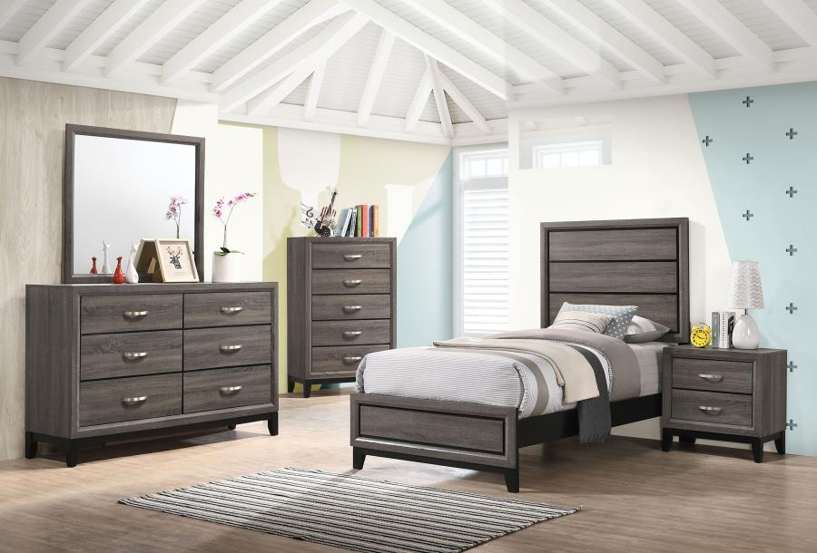 Watson 5-piece Twin Bedroom Set Grey Oak (image for) Watson 5-piece Twin Bedroom Set Grey Oak