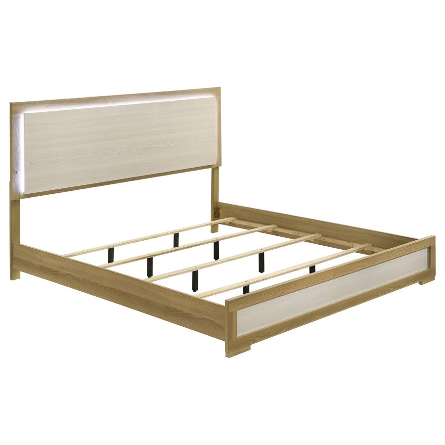 Hyland Eastern King Panel Bed LED Headboard Natural (image for) Hyland Eastern King Panel Bed LED Headboard Natural