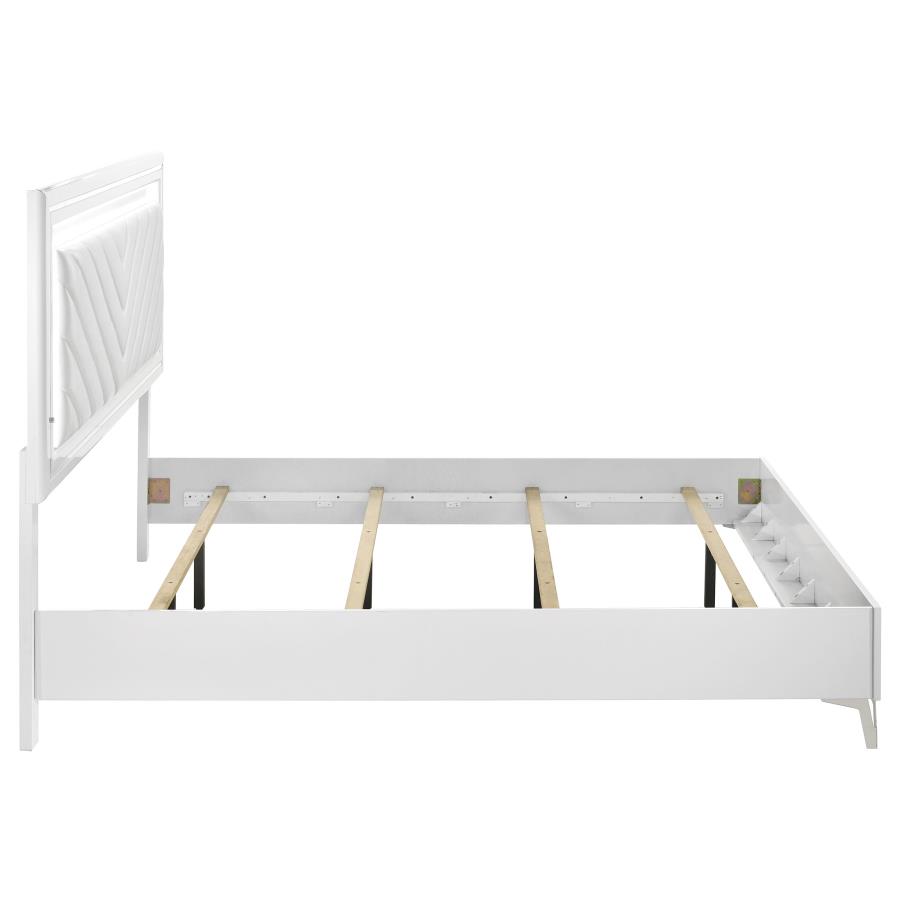 Cassia Eastern King LED Panel Bed White High Gloss