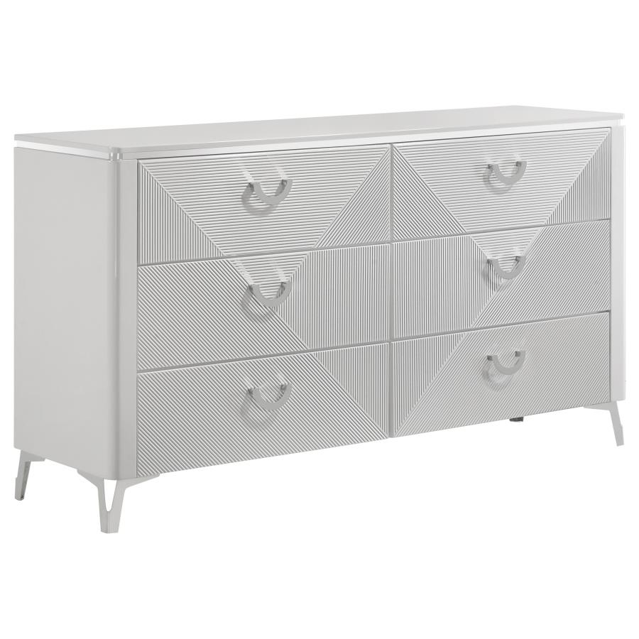Cassia 5-piece Queen LED Bedroom Set White High Gloss