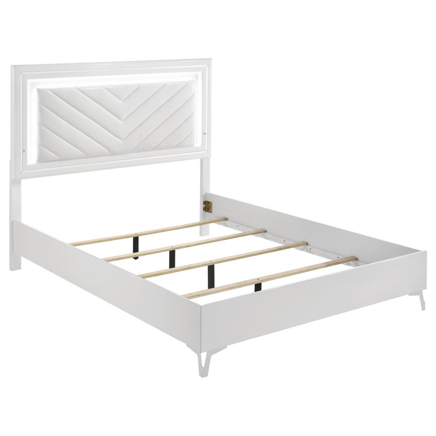 (image for) Cassia Queen LED Panel Bed White High Gloss