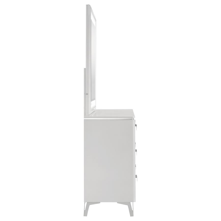 Cassia 6-drawer Dresser Cabinet with Mirror White High Gloss