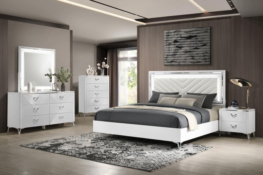 Modal Additional Images for Cassia 5-drawer Bedroom Chest of Drawers White High Gloss