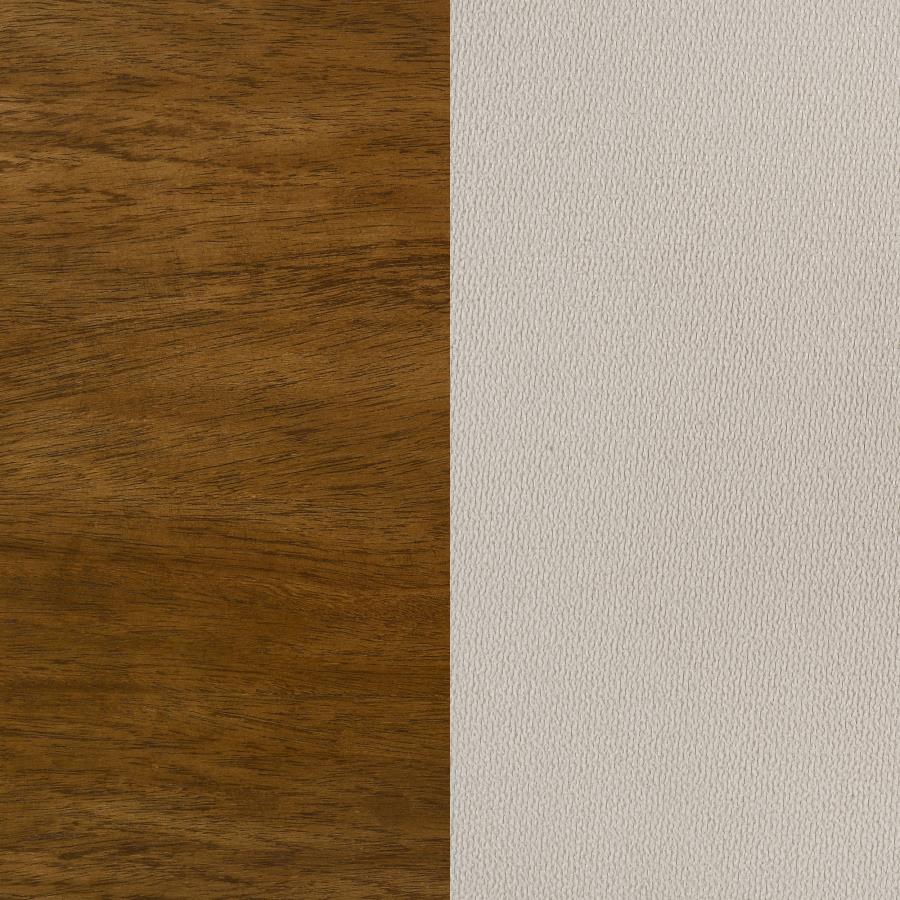 Adderley California King Wood Panel Bed Cream and Warm Brown